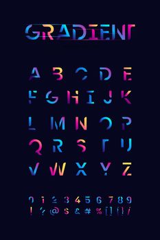 Colorful gradient alphabet set
