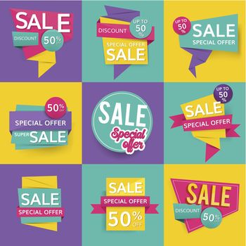 Colorful sale signs