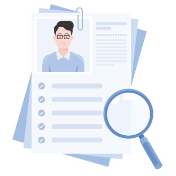 Curriculum vitae design with magnifying glass