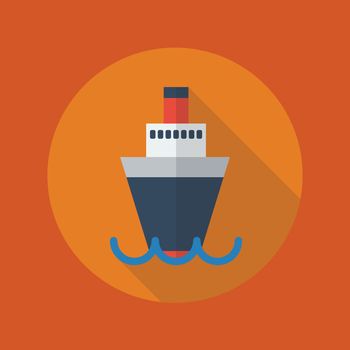 Transportation Flat Icon With Long Shadow. Ship