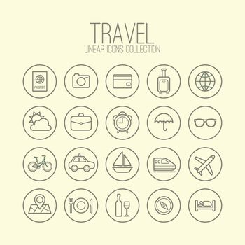 Travel Linear Icons Collection