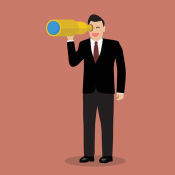 Businessman search in business strategy. Vector Illustration