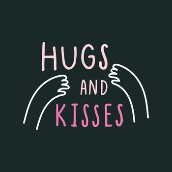 Hug and kisses with loving arms vector