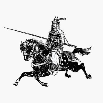 Oriental army general on a horse