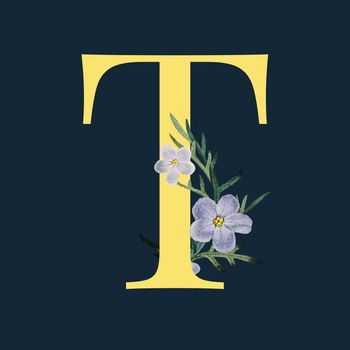 Letter T with blossoms