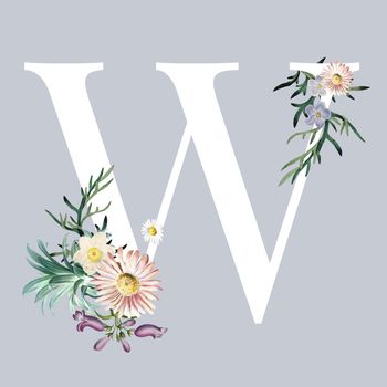 Letter W with blossoms