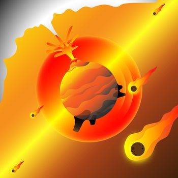 Abstract background. Planet, volcano and meteor design. Vector illustrator
