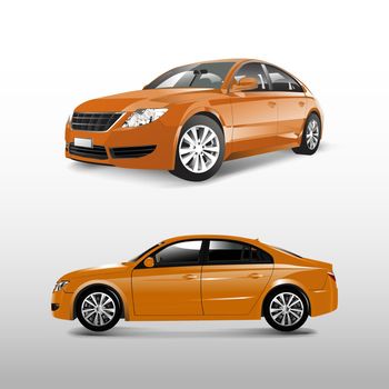 Orange sedan car isolated on white vector