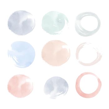 Round pastel watercolor elements vector