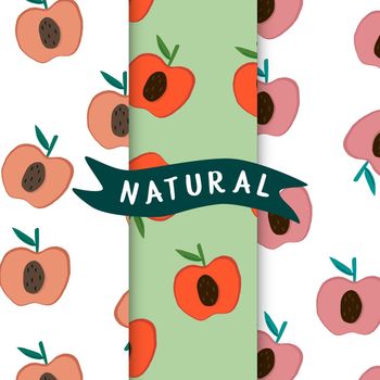 Set of natural fruit apple patterns vector