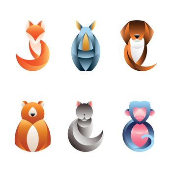 Set of geometrical animal design vectors