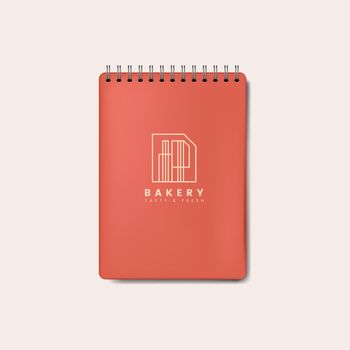 Spiral red notebook mockup isolated vector