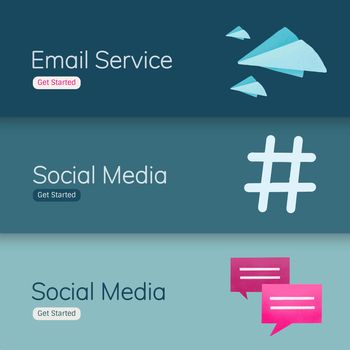 Social media application banner vectors
