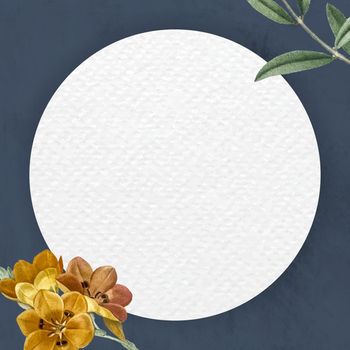Round floral frame design vector