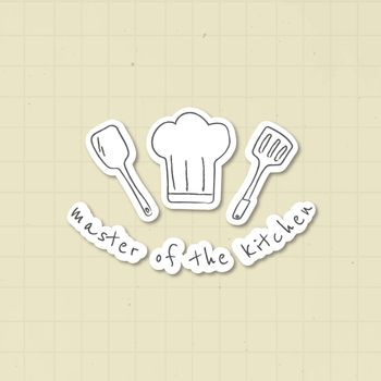 Doodle kitchenware equipment sticker vector