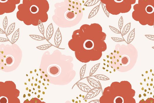 Flower doodle pattern botanical vector background 