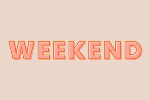 Weekend typography on a pastel peach background vector