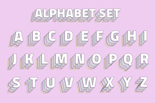 Vintage pastel layered alphabet vector set