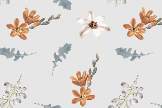Floral seamless pattern on gray background vector