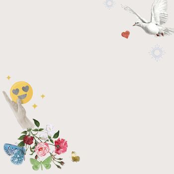 Social media floral border vector with love birds remixed media
