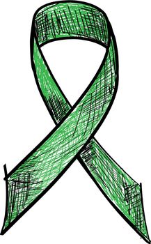 Green ribbon awareness isolated on white background