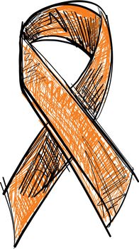 Orange-Cooper ribbon awareness isolated on white background