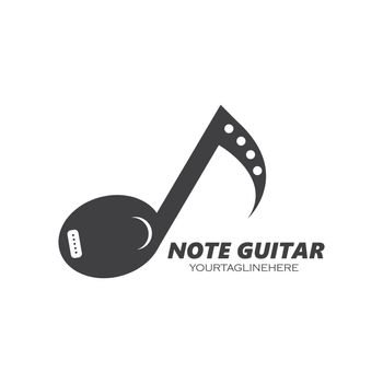 guitar note music concept  icon logo vector illustration design