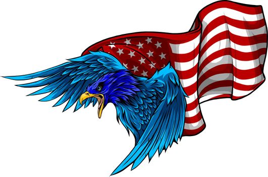 EAGLE INDEPENDENCE USA FLAG AMERICA VECTOR WHITE BACKGROUND