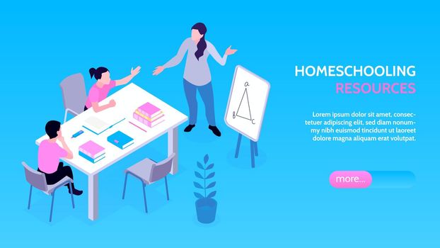 Homeschooling Isometric Webpage Banner
