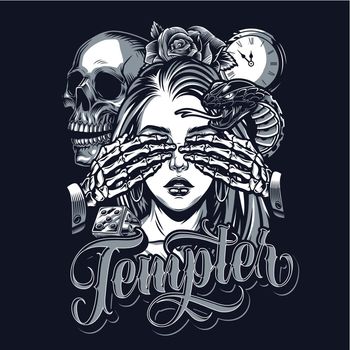 Temptation chicano style tattoo vintage concept