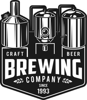 Vintage monochrome craft brewery emblem