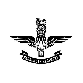 Parachute Regiment Insignia with Parachute with Wings Royal Crown and Lion Worn by Paratroopers in the British Armed Forces Military Badge Black and White
