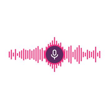 Microphone icon. Voice Recognition AI personal assistant modern technology visual concept.