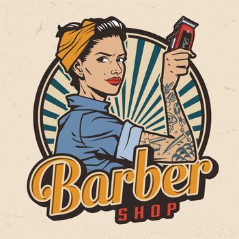 Vintage barbershop colorful print