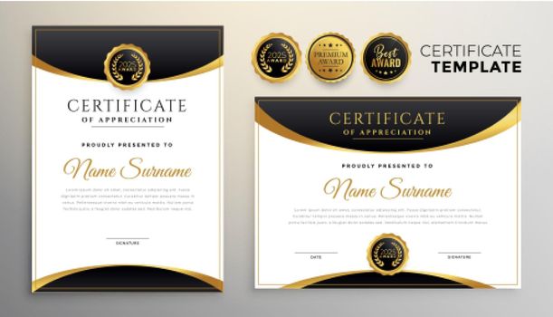 premium black and golden diploma certificate multipurpose template