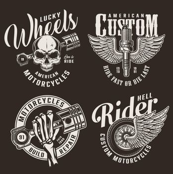Monochrome custom motorcycle logotypes