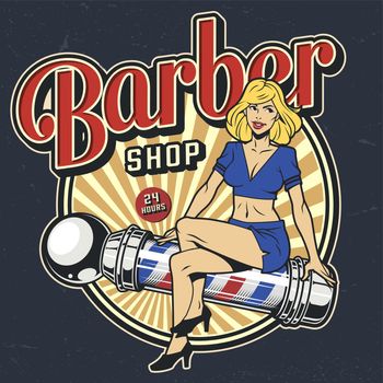 Vintage barbershop colorful badge
