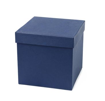 square blue cardboard box with removable lid isolated on white background