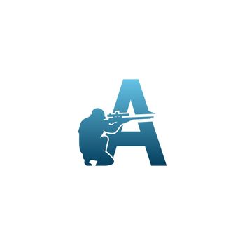 Letter A with sniper icon logo design concept template