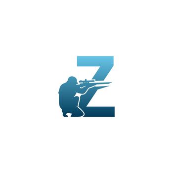 Letter Z with sniper icon logo design concept template