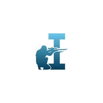Letter I with sniper icon logo design concept template
