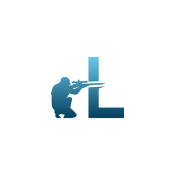Letter L with sniper icon logo design concept template