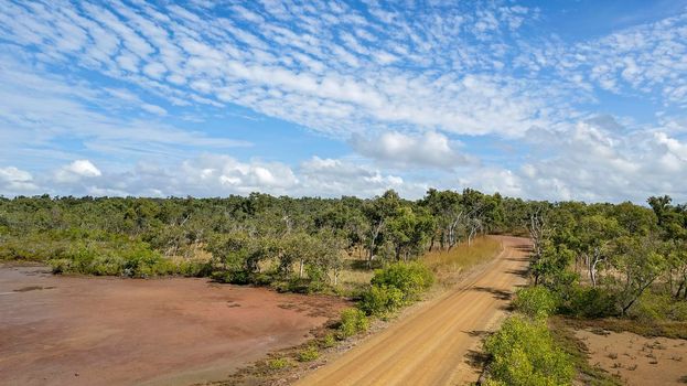Dirt Road Through Bushland And Salt Pans