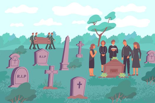 Cemetery Funeral Flat Composition