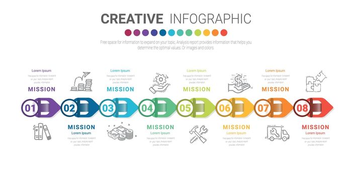 Infographic design template with numbers 8 option for Presentation Timeline.