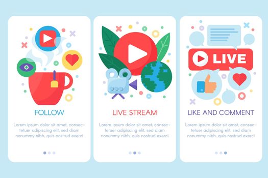 Live stream on boarding vector template