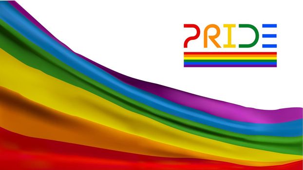 Pride flag waving. Color background. Lgbtq community gay event. Vector illustration.