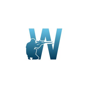 Letter W with sniper icon logo design concept template