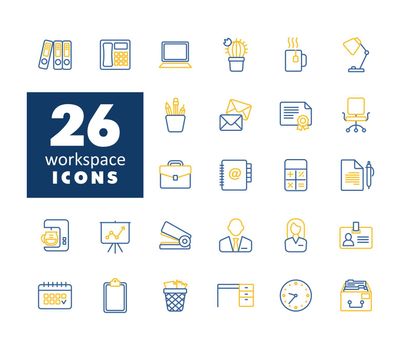 Workspace outline vector icon set. Workspace sign
