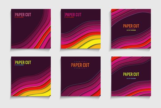 Abstract paper cut social media post. Paper cut poster cover vector design template. EPS 10